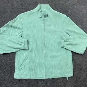 Orvis Jacket Womens Small Petite Green Crinkle Textured Full Zip Lightweight